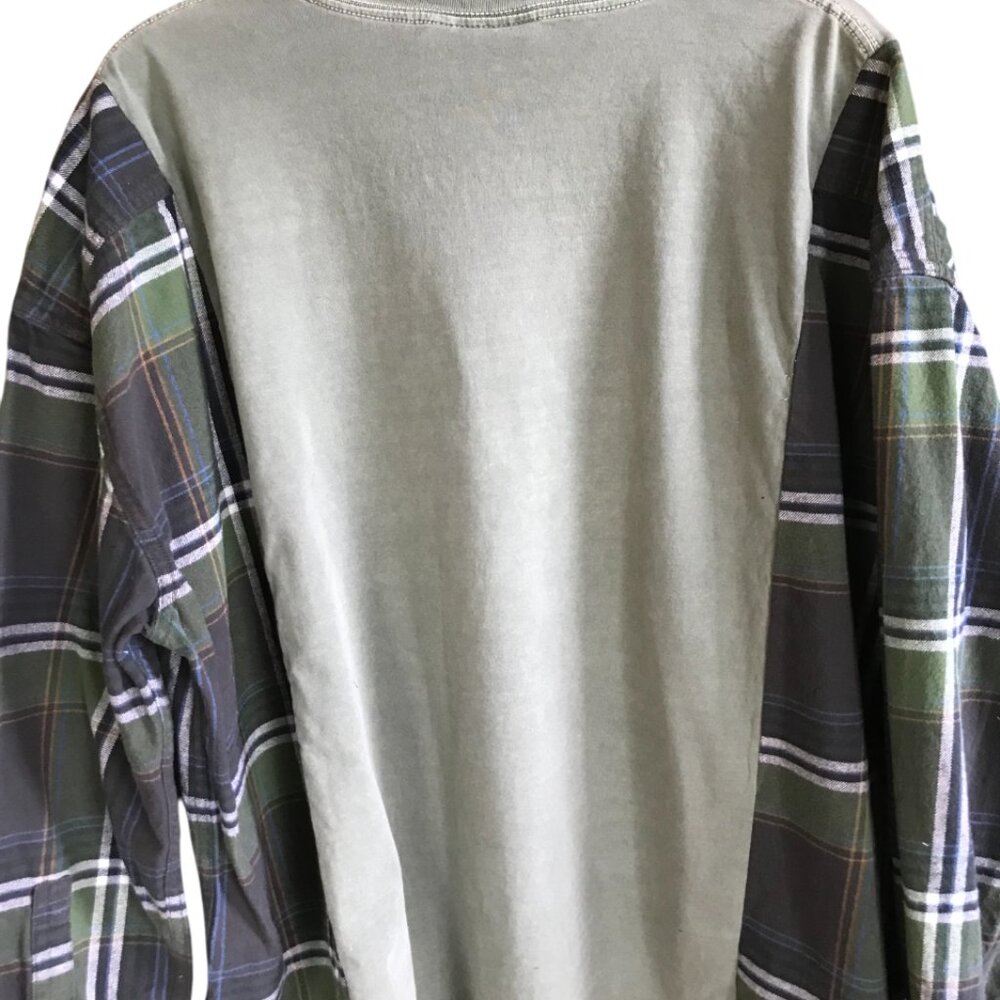 Upcycled Autumn Flannel Shirt Reworked Oversized Pumpkins Graphic Plus Size - Picture 10 of 13